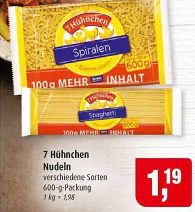 7 Hühnchen Nudeln verschiedene Sorten 600-g-Packung