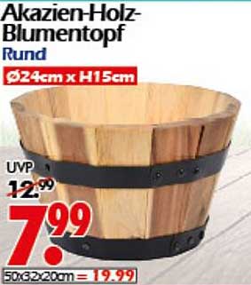 Akazien-Holz-Blumentopf Rund