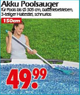 Akku Poolsauger für Pools bis 305 cm