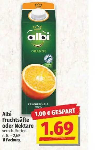 Albi Fruchtsäfte oder Nektare – 1 l Packung