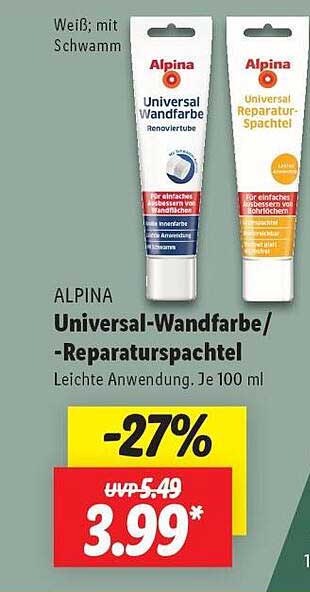 ALPINA Universal-Wandfarbe/-Reparaturspachtel
