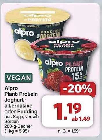 Alpro Plant Protein Joghurt-Alternative oder Pudding 200-g-Becher (versch. Sorten)