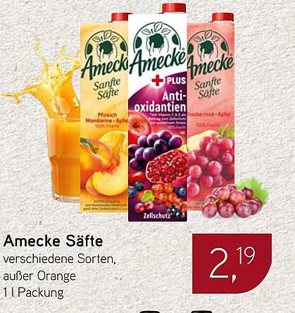 Amecke Säfte - verschiedene Sorten, außer Orange, 1 l Packung