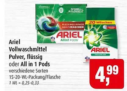 Ariel Vollwaschmittel Pulver, flüssig oder All in 1 Pods - verschiedene Sorten