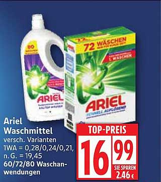 Ariel Waschmittel – viele Varianten für strahlend saubere Wäsche
