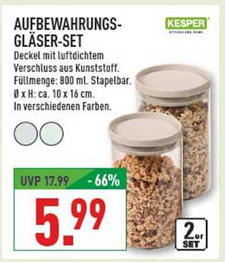 Aufbewahrungs-Gläser-Set 2er Set zum unschlagbaren Preis