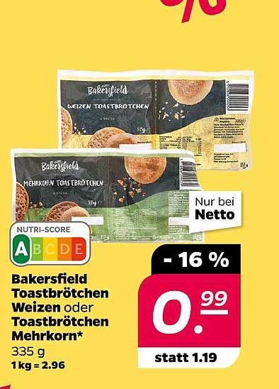 Bakersfield Toastbrötchen Weizen oder Toastbrötchen Mehrkorn