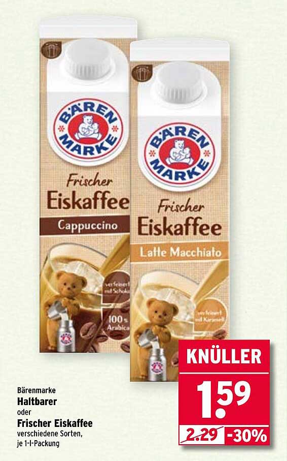 Bärenmarke Frischer Eiskaffee (Cappuccino oder Latte Macchiato) 1 l