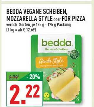 BEDDA Vegane Scheiben, Mozzarella Style oder für Pizza