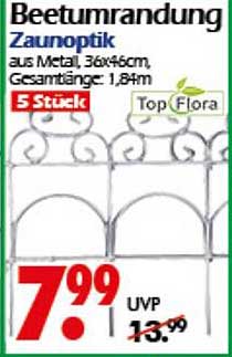 Beetumrandung Zaunoptik aus Metall, 5 Stück, 36x46 cm