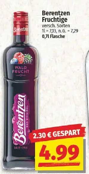 Berentzen Fruchtige verschiedene Sorten 0,7l Flasche