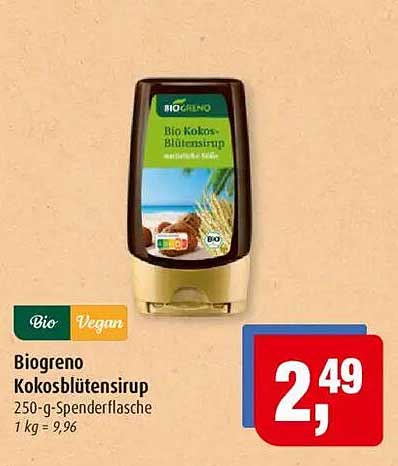 Biogreno Kokosblütensirup 250-g-Spenderflasche