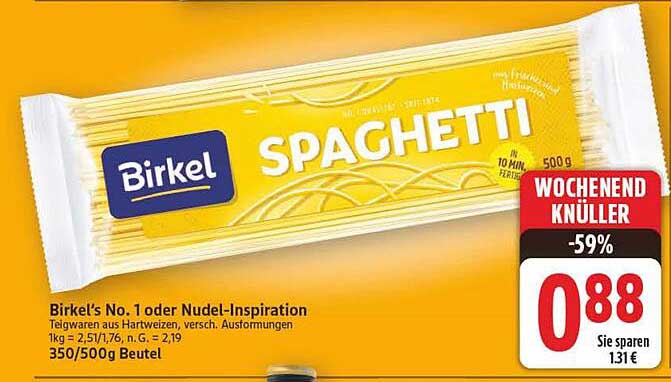 Birkel's No. 1 oder Nudel-Inspiration Spaghetti 500g