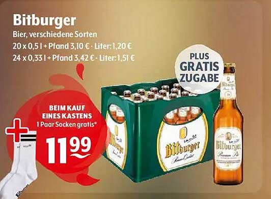 Bitburger Bier – Verschiedene Sorten im Kasten