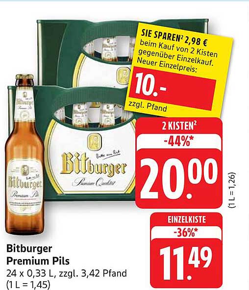 Bitburger Premium Pils - 2 Kisten zum Sparpreis