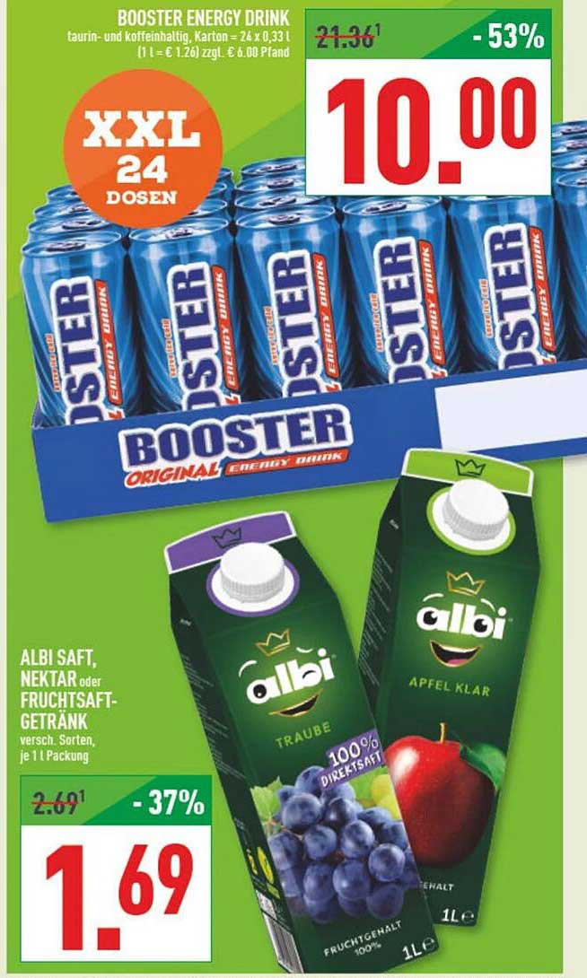 BOOOSTER Energy Drink – XXL Karton mit 24 Dosen zum Sonderpreis!