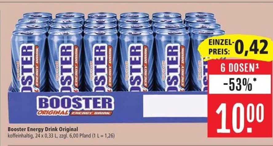 Booster Energy Drink Original, 6 Dosen