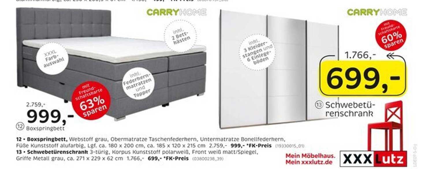 Boxspringbett in grau - inkl. Federkernmatratzen und Topper