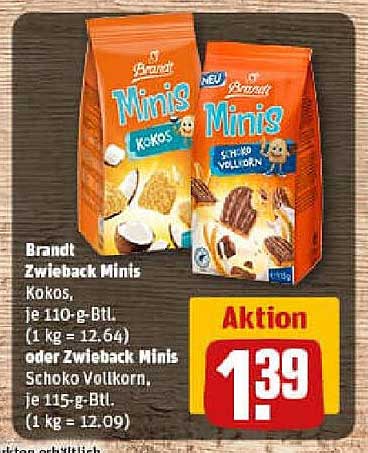 Brandt Zwieback Minis Kokos und Schoko Vollkorn
