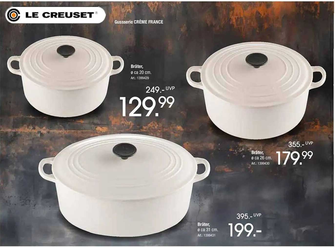 Bräter, Ø ca. 20 cm, 26 cm und 31 cm von Le Creuset