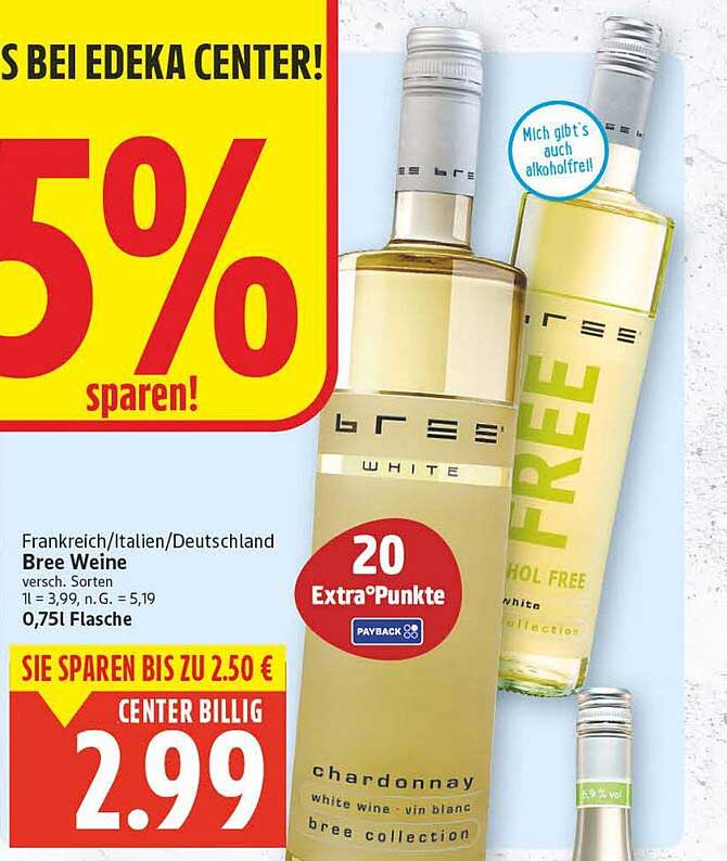 Bree Weine - Chardonnay White Wine 0,75l Flasche