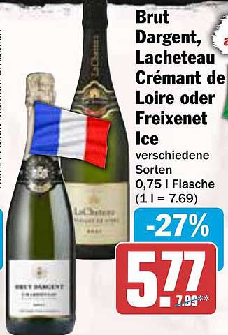 Brut Dargent, Lacheteau Crémant de Loire oder Freixenet Ice - verschiedene Sorten 0,75 l Flasche