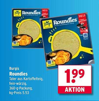 Burgis Roundies Taler aus Kartoffelteig, fein-würzig, 360-g-Packung