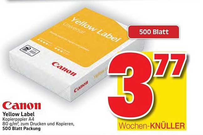 Canon Yellow Label Kopierpapier A4, 500 Blatt - Wochen-Knüller!