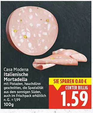 Casa Modena Italienische Mortadella mit Pistazien 100g