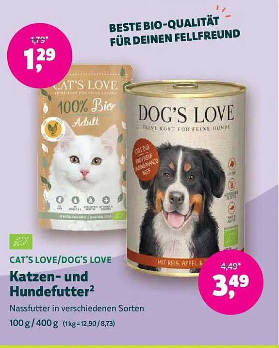 CAT'S LOVE/DOG'S LOVE Katzen- und Hundefutter