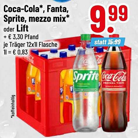 Coca-Cola, Fanta, Sprite, mezzo mix oder Lift - Angebot für 9,99 €