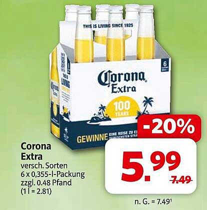Corona Extra 6 x 0,355 l-Packung