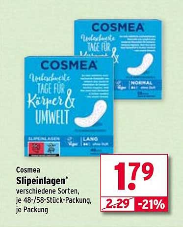 Cosmea Slipeinlagen verschiedene Sorten, je 48-/58-Stück-Packung