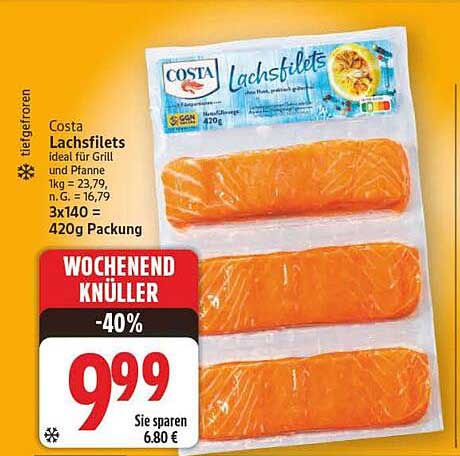 Costa Lachsfilets 420g – Ideal für Grill und Pfanne