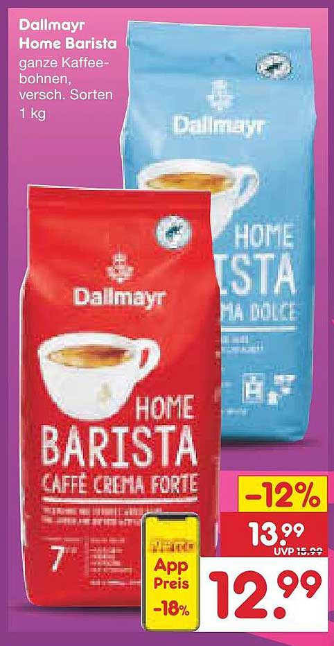 Dallmayr Home Barista ganze Kaffeebohnen, verschiedene Sorten, 1 kg