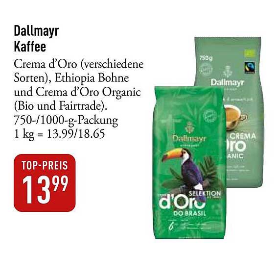 Dallmayr Kaffee - Crema d'Oro und Ethiopia Bohne