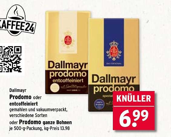 Dallmayr Prodomo Kaffee - gemahlen und entkoffeiniert