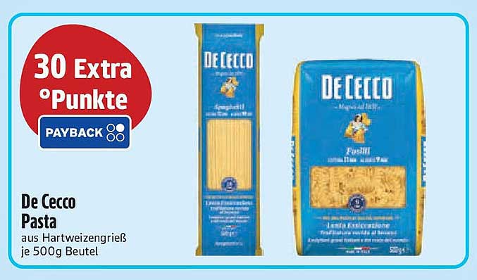 De Cecco Pasta aus Hartweizengrieß je 500g Beutel