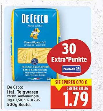 De Cecco Penne Rigate N° 41 500g Beutel