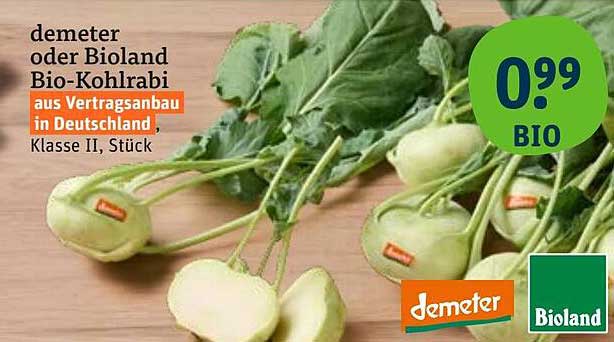 demeter oder Bioland Bio-Kohlrabi aus Vertragsanbau in Deutschland, Klasse II, Stück