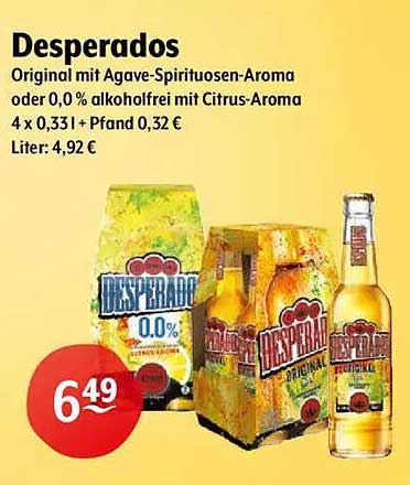 Desperados - Original mit Agave-Spirituosen-Aroma oder 0,0% alkoholfrei mit Citrus-Aroma