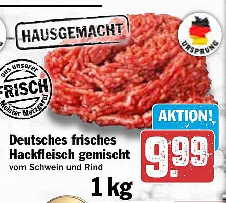 Deutsches frisches Hackfleisch gemischt vom Schwein und Rind, 1 kg