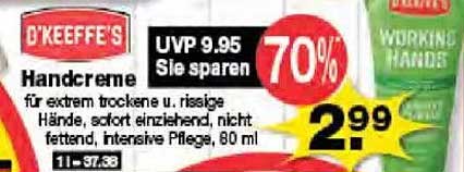 D'KEEFFE'S Handcreme für extrem trockene und rissige Hände, 80 ml