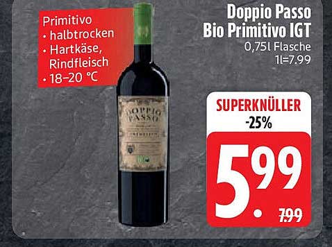 Doppio Passo Bio Primitivo IGT 0,75l Flasche