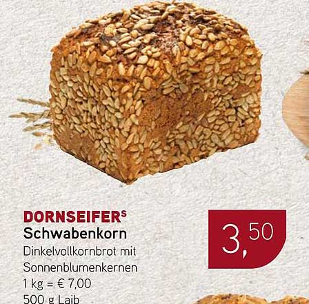 DORNSEIFERS Schwabenkorn Dinkelvollkornbrot mit Sonnenblumenkerne