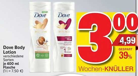Dove Body Lotion verschiedene Sorten je 400 ml Flasche