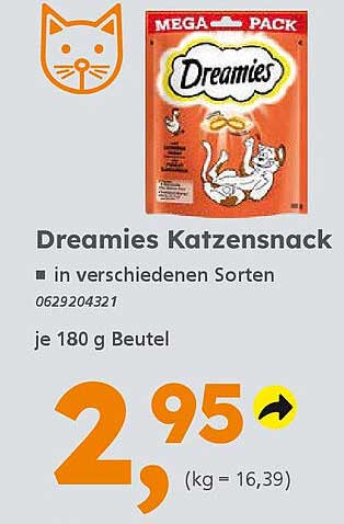 Dreamies Katzensnack in verschiedenen Sorten