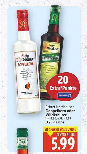 Echter Nordhäuser Doppel-korn oder Wildkräuter 0,7 l Flasche