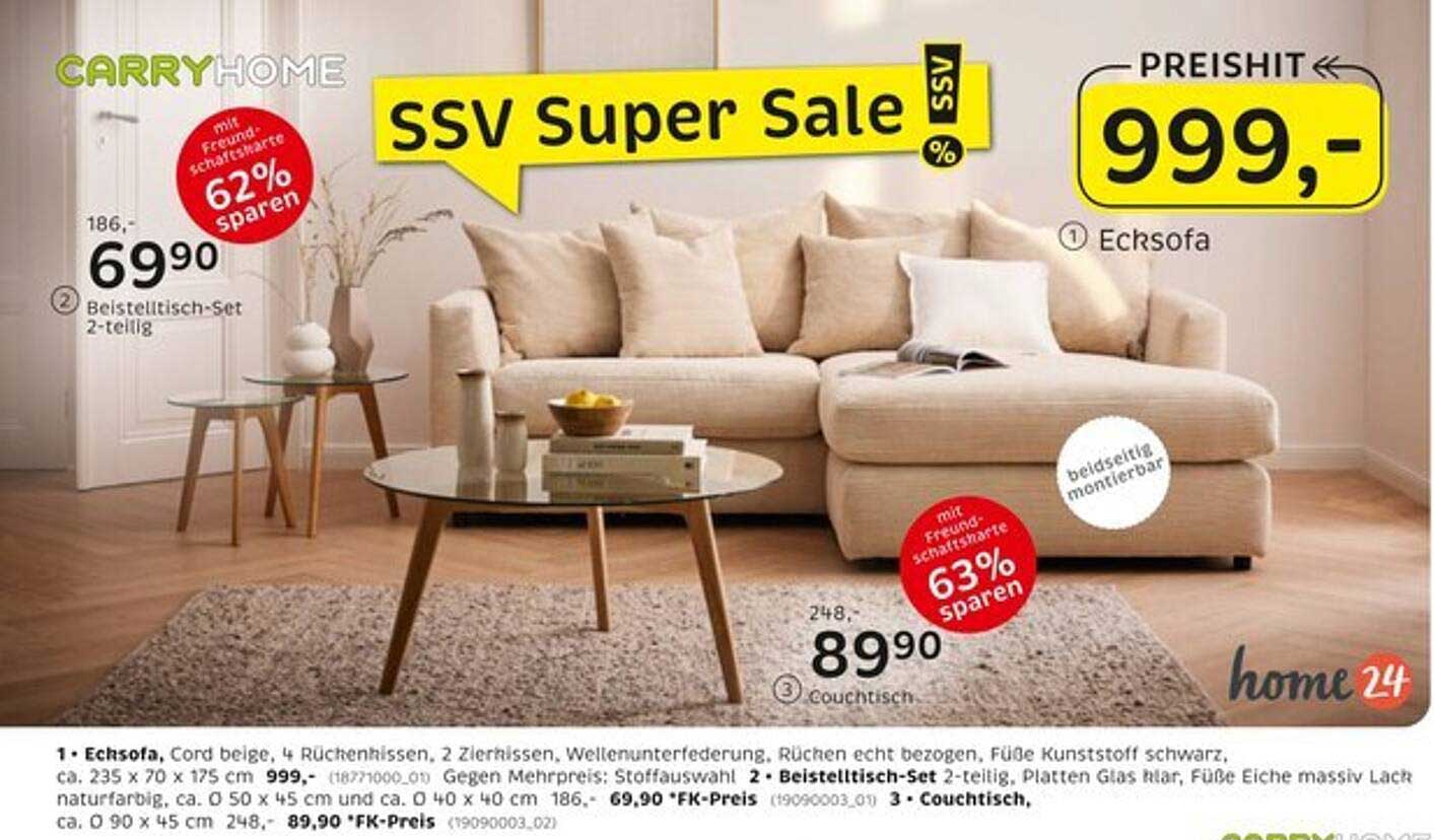 Ecksofa Cord beige - jetzt stark reduziert!