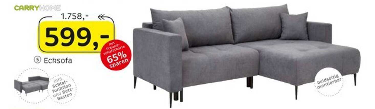 Ecksofa mit Schlaffunktion und Bettkasten